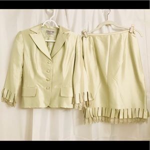 Kay Unger- Pale Green, Fancy Fringe, Skirt Suit